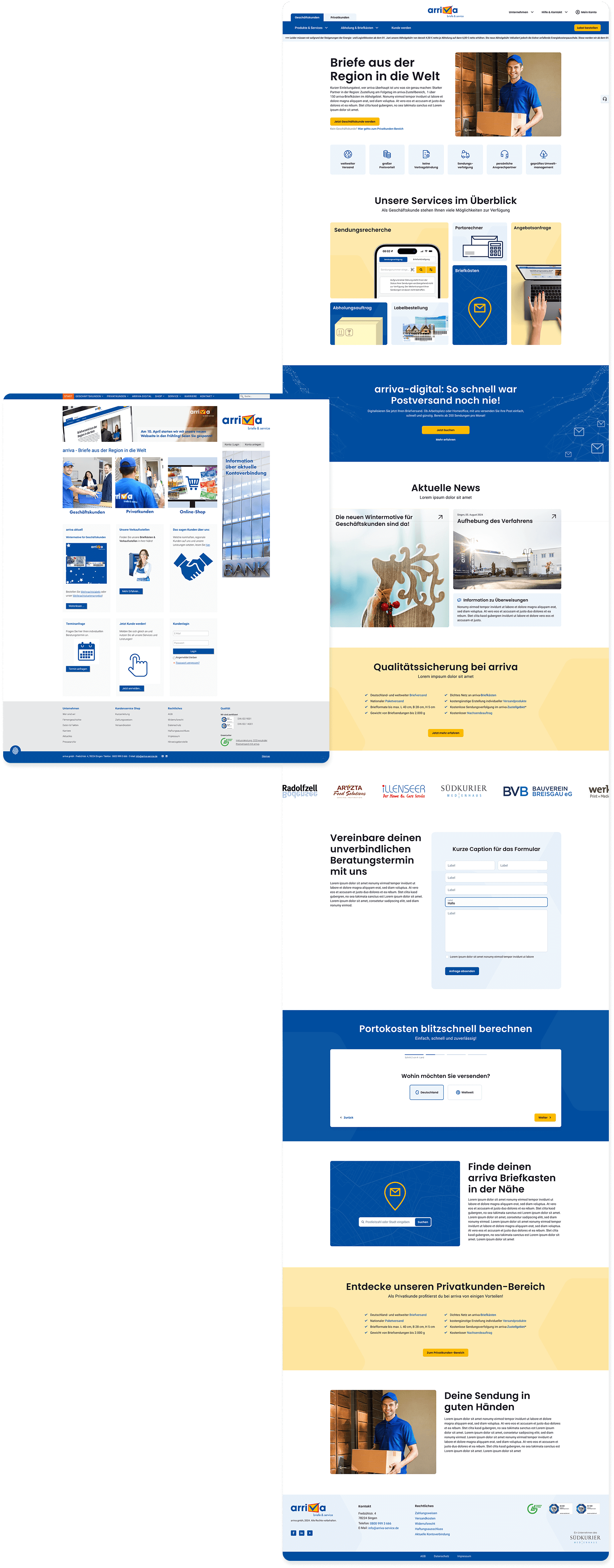 Arriva homepage redesign comparison